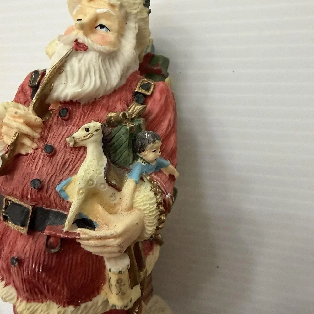 Vintage 1992 Santa By Chimney With Gift Sack Smoking Pipe Resin Figurine